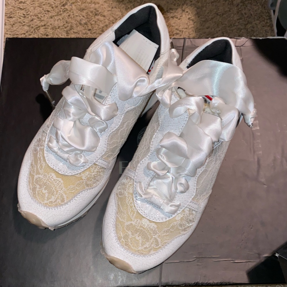 New P448 white lace leather wedding sneakers
